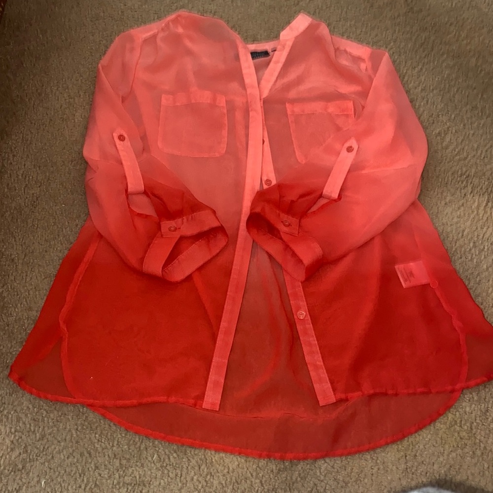 Sheer Ombré Button Down